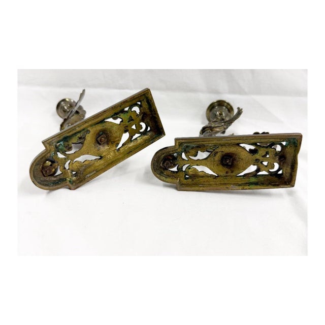 Early 19th Century Neo Classical Brass Chimera Candle Sticks For Sale - Image 11 of 12