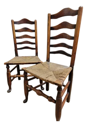 A Pair of Late 18th Century Lincolnshire Ladder Back Side Chairs