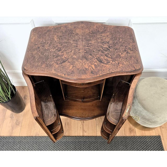 Mid-Century Italian Art Deco Style Burl Wood Dry Bar Cabinet, 1950s For Sale - Image 9 of 10