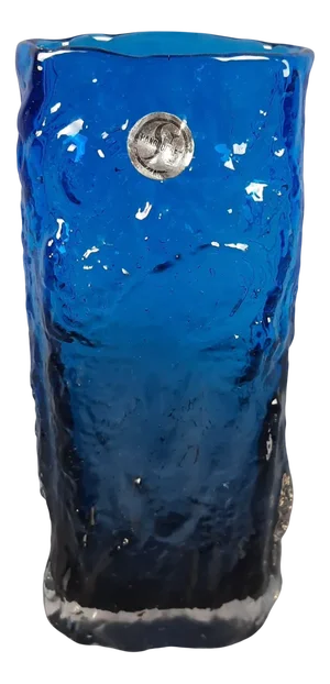 Transparent Blue Bark Design Glass Vase from Kosta, Sweden, 1970