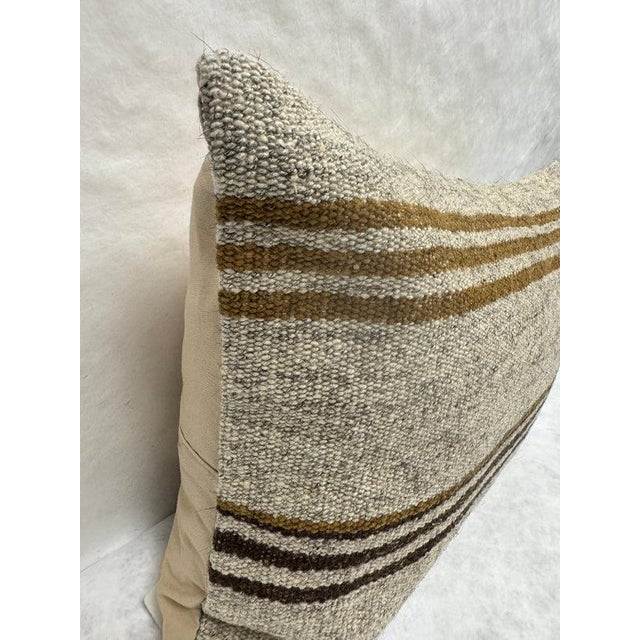 Turkish Hemp Pillow Cushion Natural Beige Brown Black Pillow Cushion Cover 16" x 24" For Sale - Image 4 of 4
