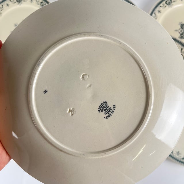 Set of 8 "Amiral" ironstone dessert plates, Creil & Montereau, green-blue, late 19th century Dimensions: Diameter: 20.5 cm...