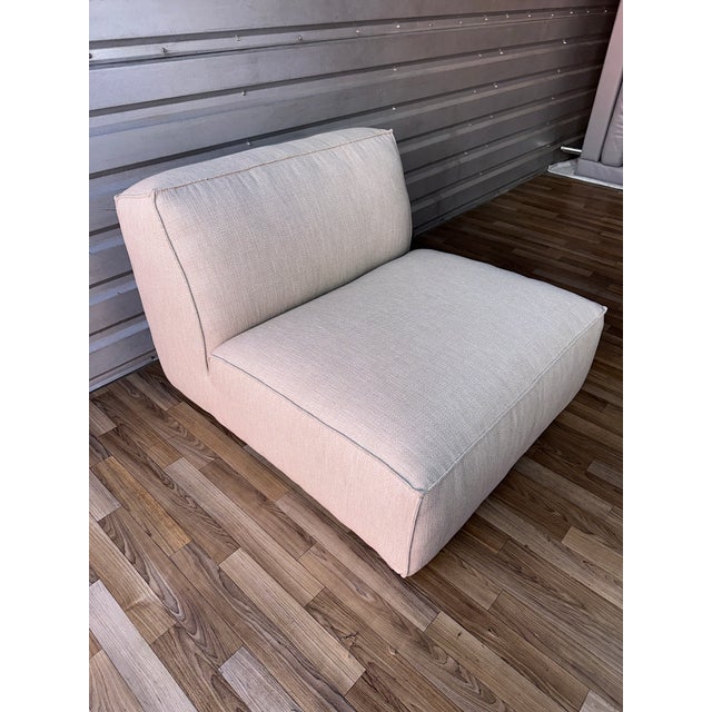 Contemporary Restoration Hardware Como Modular Armless Chair- Two Tone Linen For Sale - Image 3 of 9