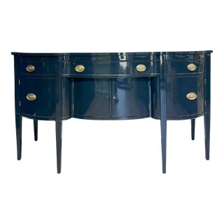 1980s Large Lacquered Navy Buffet For Sale