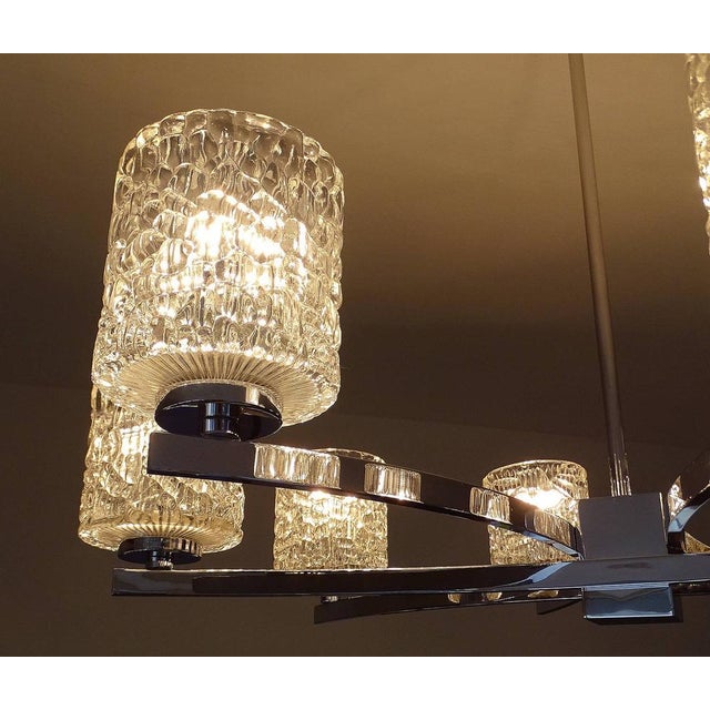 Silver Large Glass and Chrome Pendant Light from Kaiser-Leuchten, 1970s For Sale - Image 8 of 17