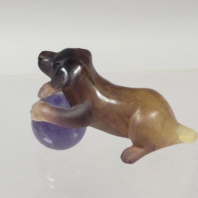 Daum Daum France Crystal Puppy With Ball For Sale - Image 4 of 7