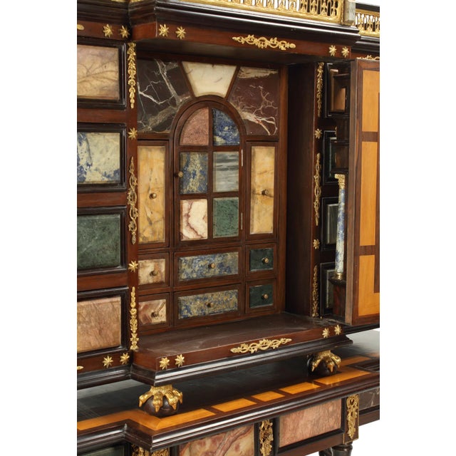 Renaissance Style Ormolu Mounted Specimen Marble Cabinet on a Stand For Sale - Image 4 of 5