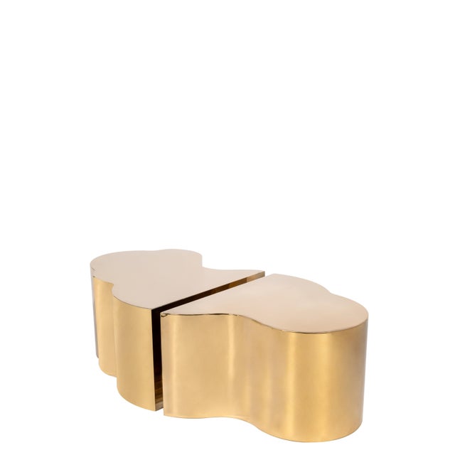 The New Set of 2 Luca Coffee Tables in Gold With Acrylic Top For Sale - Image 10 of 10