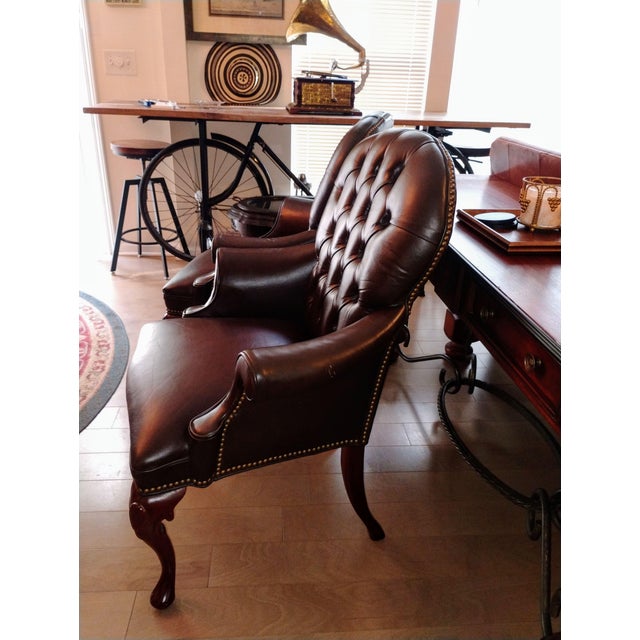 Coffee 1960s Elevate Your Living Space With This Stunning Pair of Chesterfield Leather Armchairs by Hancock & Moore. For Sale - Image 8 of 12