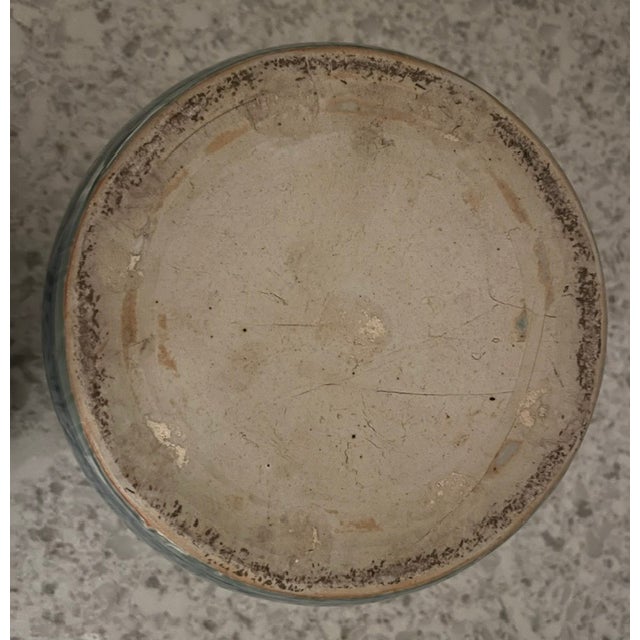 Antique Japanese Blue and White (Sometsuke) Porcelain Hibachi With Applied Inscription For Sale - Image 9 of 18