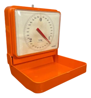 Vintage German Orange Wall Mounting Kitchen Scale from Vendex