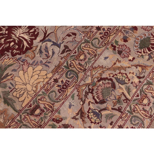 1990s Shabby Chic Floral Square 1990's Pak-Persian Gray/Gray Wool Rug - 7'11'' X 8'1'' For Sale - Image 5 of 9