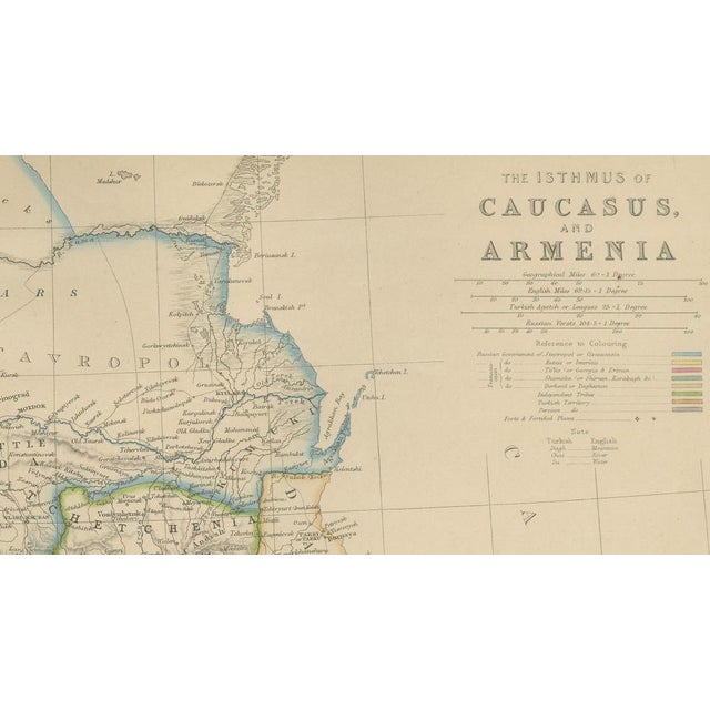Isthmus of Caucasus and Armenia Map, 1860 For Sale - Image 9 of 10