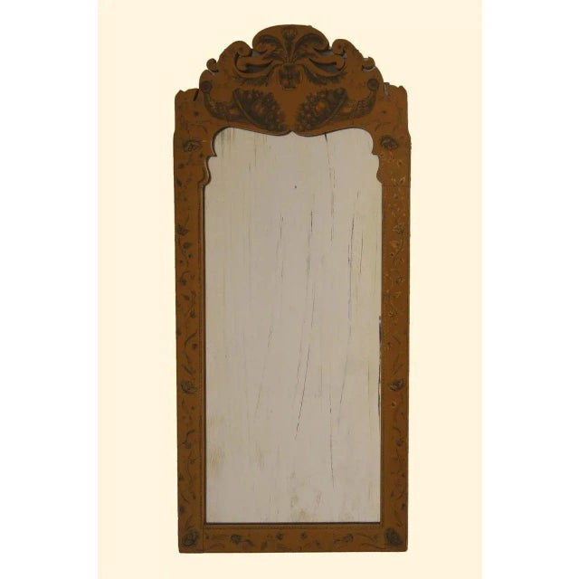 Italian painted and ink decorated mirror. 14 x 30 1920