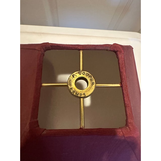 Metal 1990’s Frederick Cooper Tall Brass Lamp With Shade For Sale - Image 7 of 10