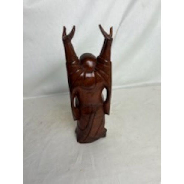1960s Large Carved Wood Happy Buddha For Sale - Image 4 of 10