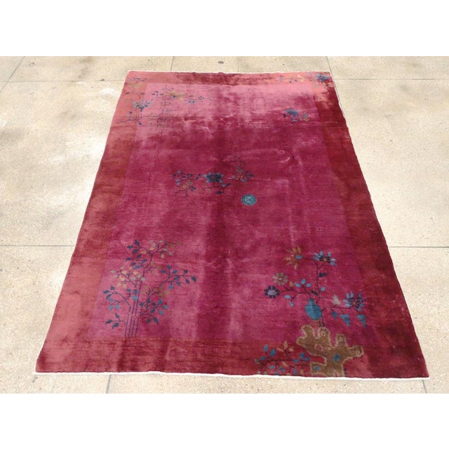Galerie Shabab Collection Early 20th Century Chinese Art Deco Accent Rug For Sale - Image 4 of 10