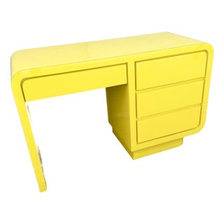 Postmodern Yellow Gloss Laminate Waterfall Desk For Sale