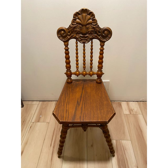 Wood Late 19th Century Black Forest Hand Carved North Wind Chair For Sale - Image 7 of 12