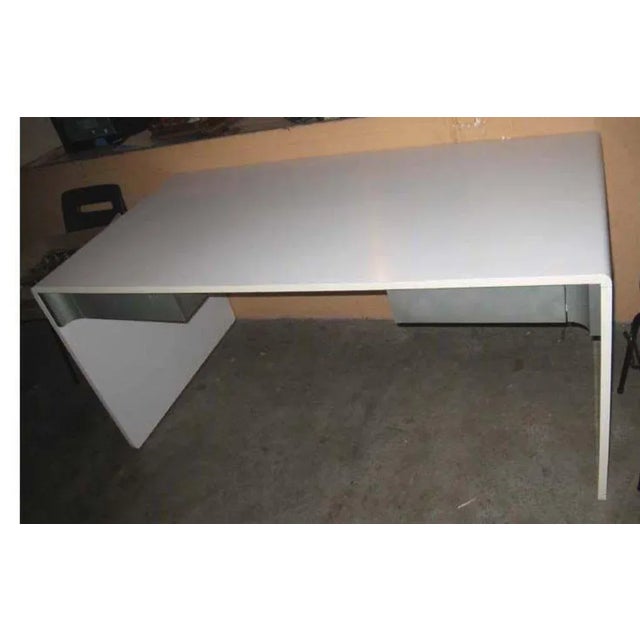 Vintage White Laminate & Brushed Steel Desk For Sale - Image 4 of 6