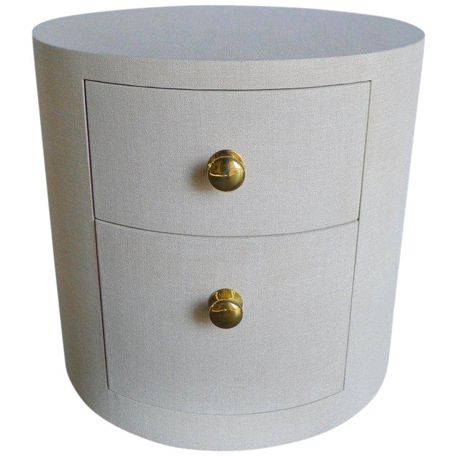 Paul Marra LinenWrapped Round Nightstand Chairish