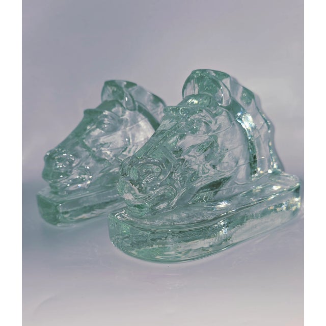 Mid-Century Modern Mid 20th Century Pittsburgh Corning Mid-Century Modern Glass Bookends- Set of 2 For Sale - Image 3 of 12