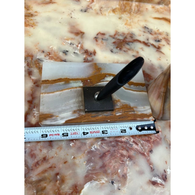 Hollywood Regency 1970s Collection of Marble Desk Accessories- 3 Pieces For Sale - Image 3 of 12