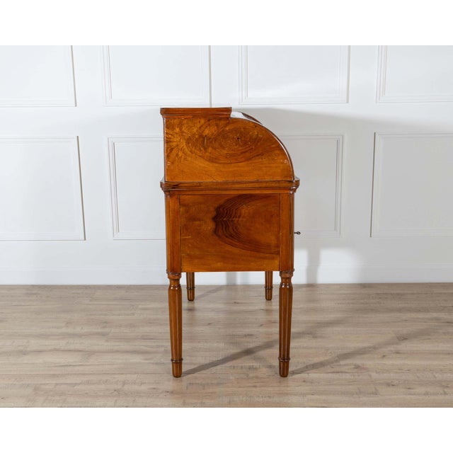 19th-Century Italian Charles X Walnut Cylinder Desk For Sale - Image 4 of 12