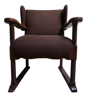 Mid-Century Brutalist Wing Armchair in the manner of Charles Dudouyt, 1950s