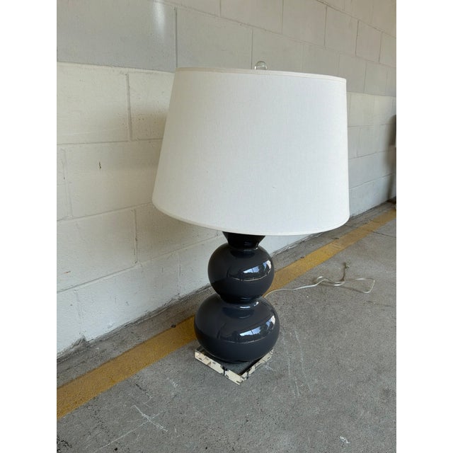 Textile Triple Gourd Lamp on Acrylic Base. For Sale - Image 7 of 8