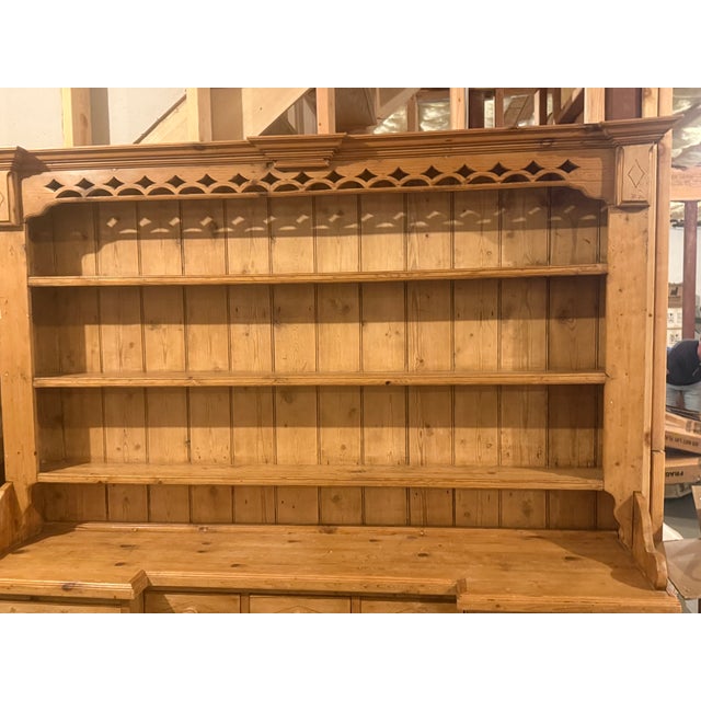Mid 20th Century Charming Antique English Knotty Pine Hutch For Sale - Image 5 of 6