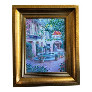 Vintage Fountain Landscape Portrait For Sale