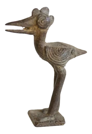 Vintage African Bronze Open Beaked Crowed Stork