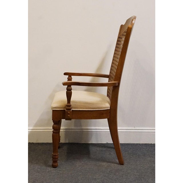Singer Furniture Solid Golden Oak Mediterranean Cane Back Dining Arm Chair 505-07 For Sale In Kansas City - Image 6 of 10