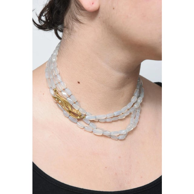 Marlene Stowe Chalcedony Bead Diamond Gold Clasp Necklace For Sale - Image 12 of 12