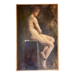 Academic Oil Painting on Canvas Nude Woman Late 19th France Signed Migner