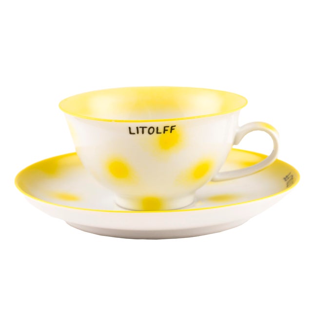 Contemporary Yellow Dots Porcelain Collection Tea Cup from Litolff For Sale - Image 3 of 12