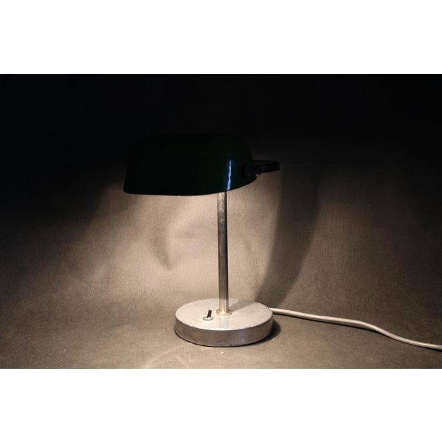 Vintage Art Deco Nickel Banker Table Lamp, 1940s For Sale - Image 14 of 16