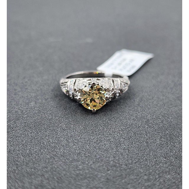 Early 21st Century 1.70 Ct Gia Certified Natural Fancy Yellow Diamond Ring Size 6.5 For Sale - Image 5 of 9
