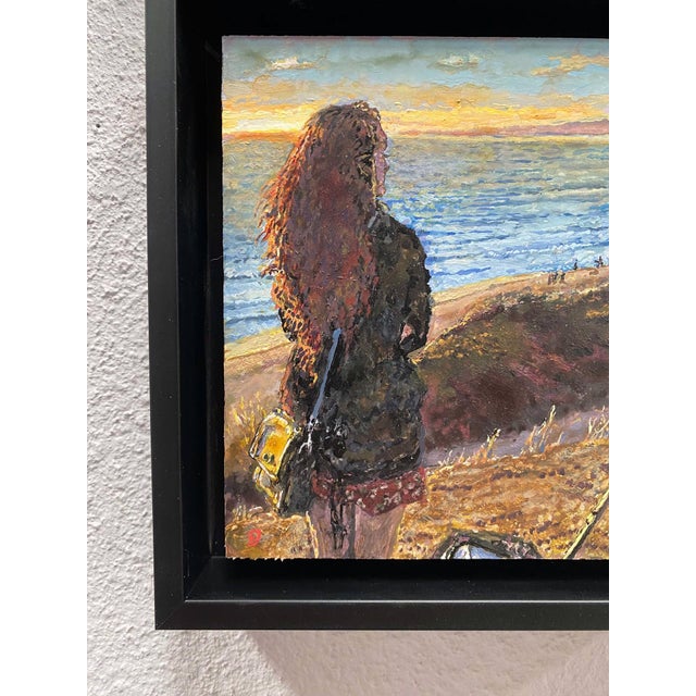 Early 21st Century Chelsea La Selva Beach Santa Cruz by Delton Demarest | Mixed Media Woman overlooking the beach at sunset. For Sale - Image 5 of 5