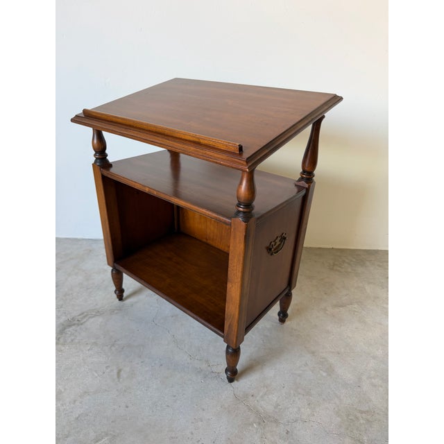 Mid-Century Modern Vintage Brandt Solid Cherry Wood Book Stand / Side Table For Sale - Image 3 of 13