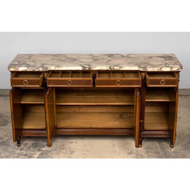 Late 19th Century Late 19th Century French Louis XVI Oak & Marble Sideboard by Haentges Freres For Sale - Image 5 of 18