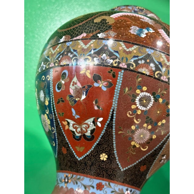 Japanese Cloisonne Goldstone Enamel Dragon Covered Jar Meiji Period For Sale - Image 10 of 11