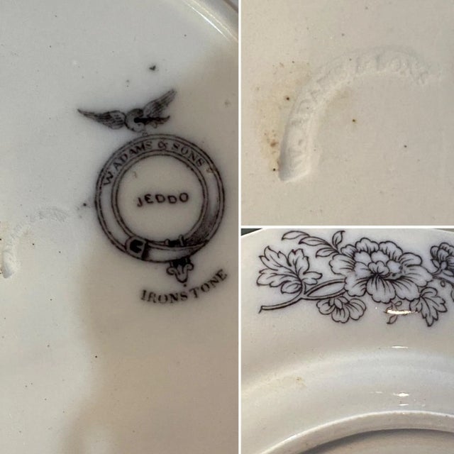 Williams Sonoma 大皿　イタリア製ハンドペイント W Adams & Sons Ironstone Transferware Plate Jeddo Pattern