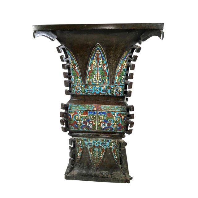 Heavy Chinese Bronze Cloisonné Urn For Sale In Dallas - Image 6 of 9