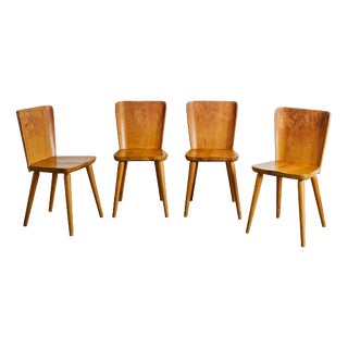 Early Mid-Century Modern Swedish Wooden Dining Chairs in Pine by Göran Malmvall for Svensk Fur, 1940s, Set of 4 For Sale