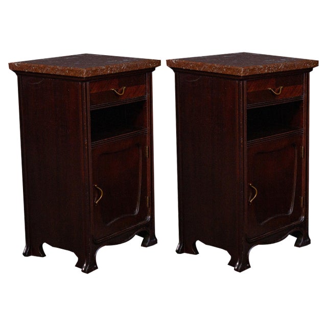 Bedside Tables in Mahogany and Pine, Set of 2 For Sale