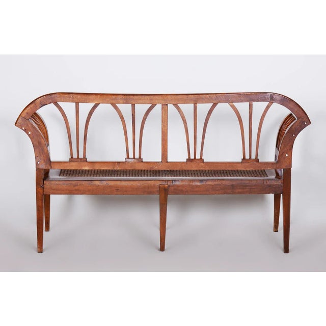 Biedermeier Sofa in Walnut & Rattan, Austria, 1820s For Sale - Image 6 of 13