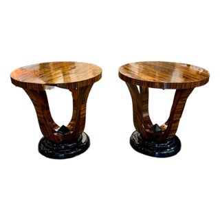 Pair of Italian Art Deco Style Macassar Wood Side Tables For Sale