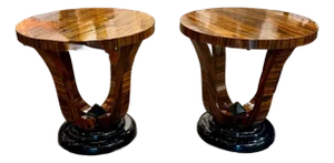 Pair of Italian Art Deco Style Macassar Wood Side Tables